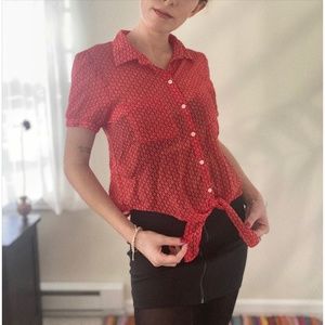 Lightweight Tie-Front Sweet Floral Print Blouse